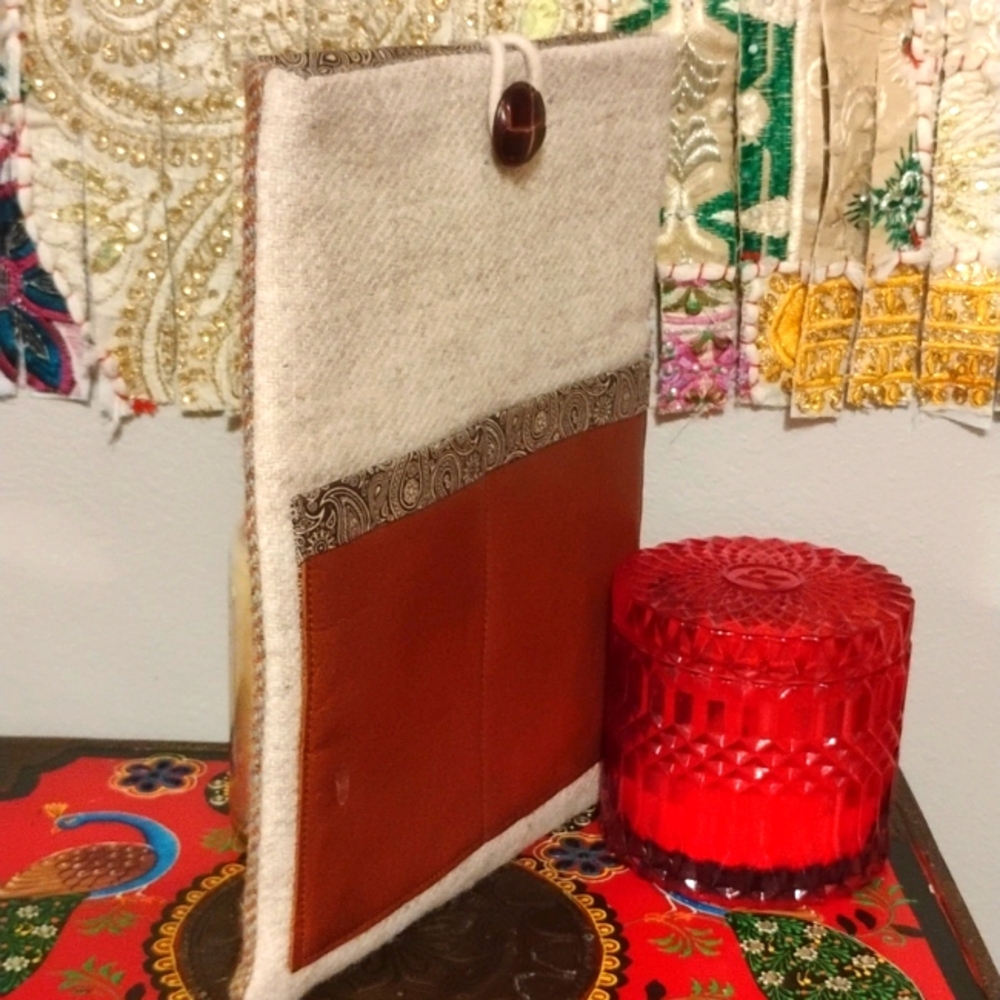 RARE Harris tweed, wool, and leather tablet case